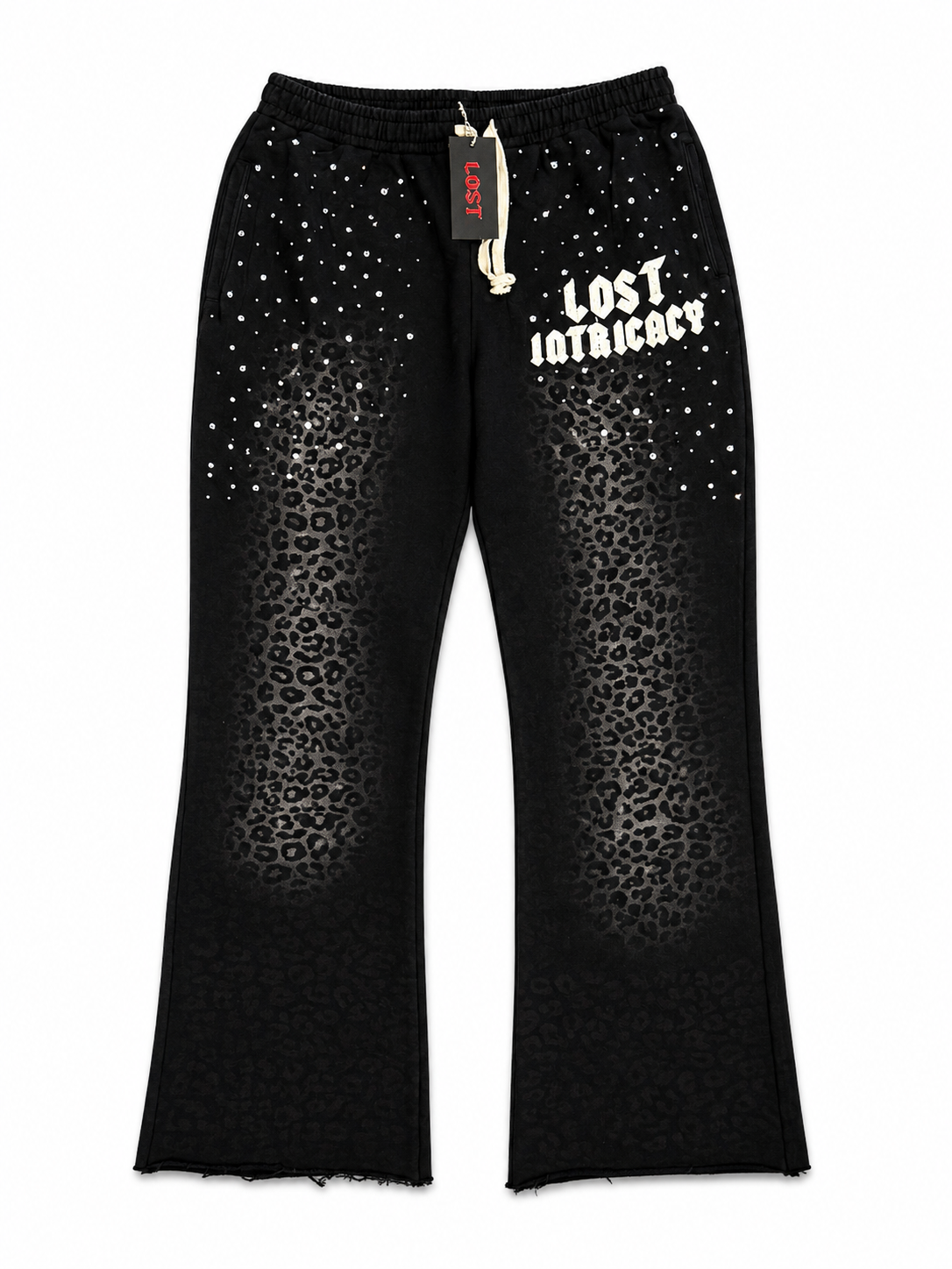 Lost Intricacy Faded Cheetah Flare Sweatpants Black