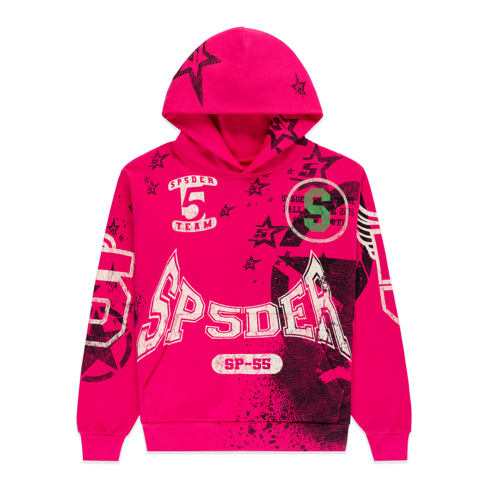 Sp5der Stencil Hoodie Pink