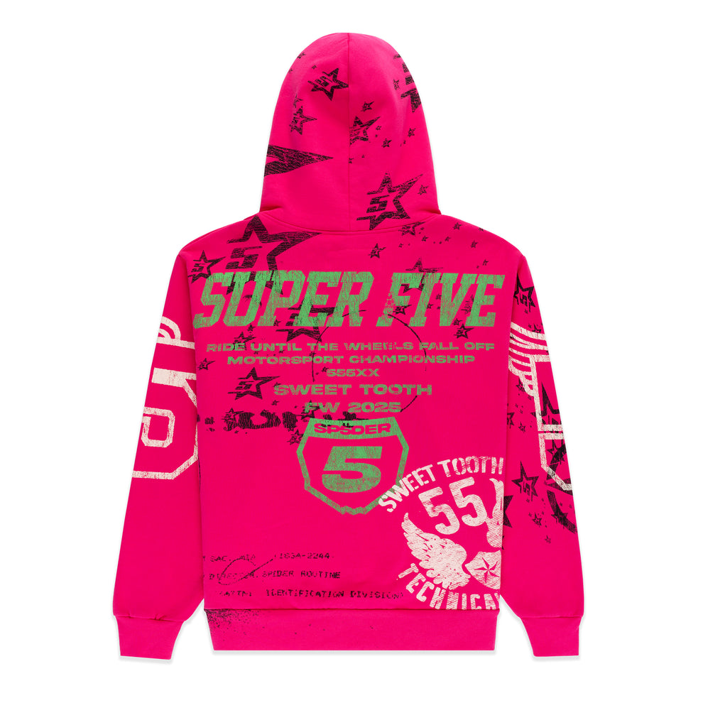 Sp5der Stencil Hoodie Pink