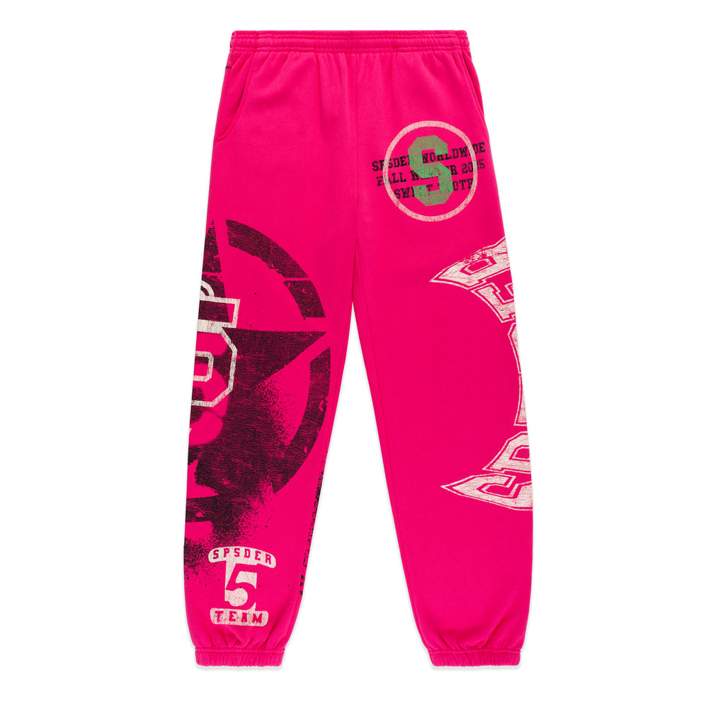 Sp5der Stencil Sweatpants Pink