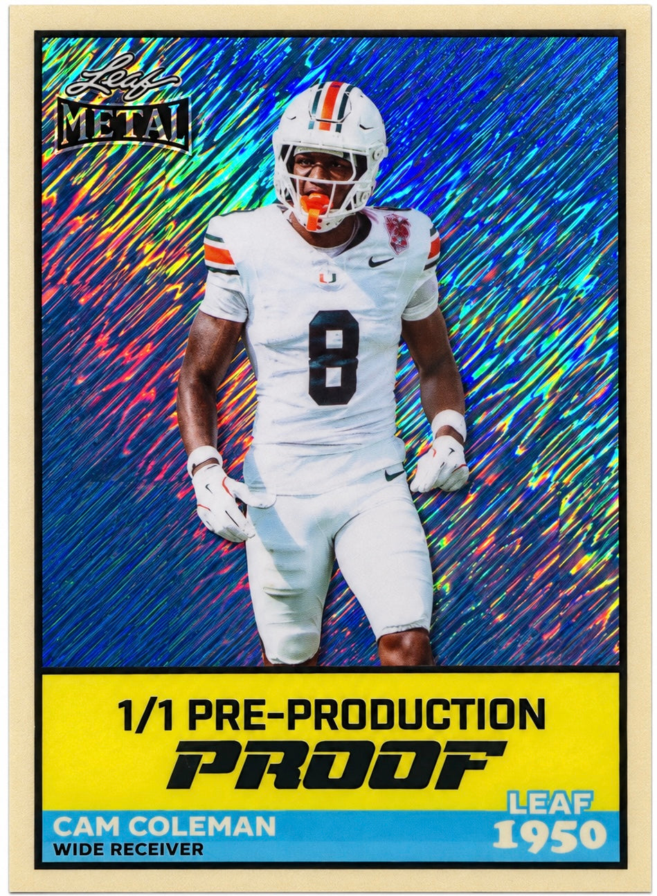 Cam Coleman 1/1 Pre Production Proof 2026 Leaf Metal