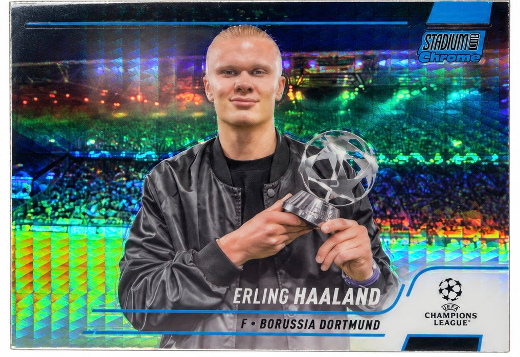 Erling Haaland [Aqua Wave Refractor] #46 2021 Stadium Club Chrome UEFA Champions League