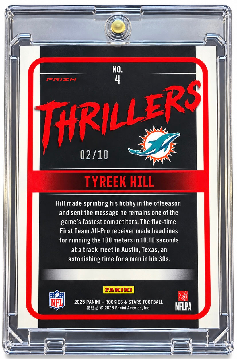 Tyreek Hill [Gold] #4 2025 Panini Rookies & Stars Thrillers [#2/10]
