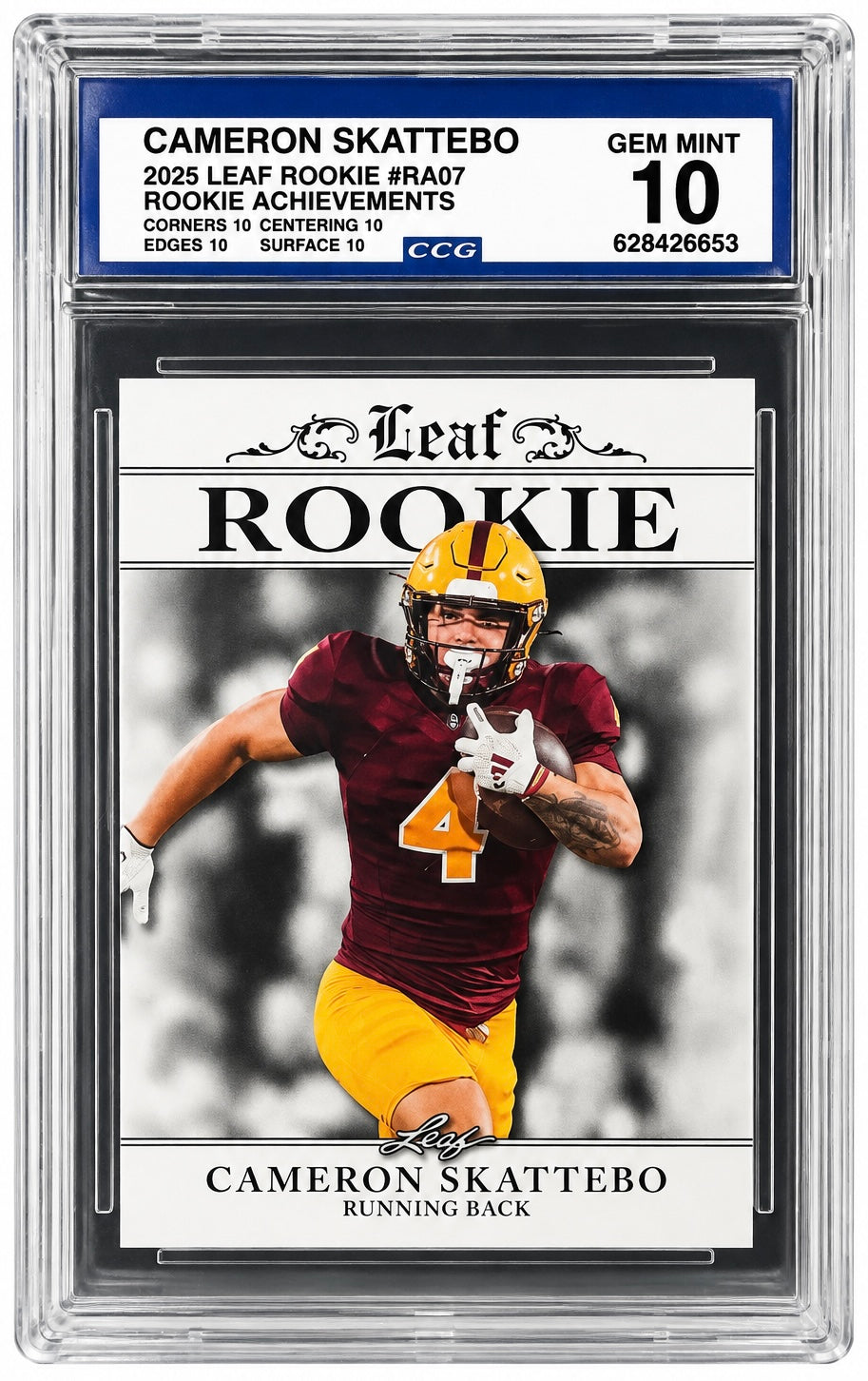 Cameron Skattebo #RA-07 2025 Leaf Rookie Achievement [CCG 10 ]