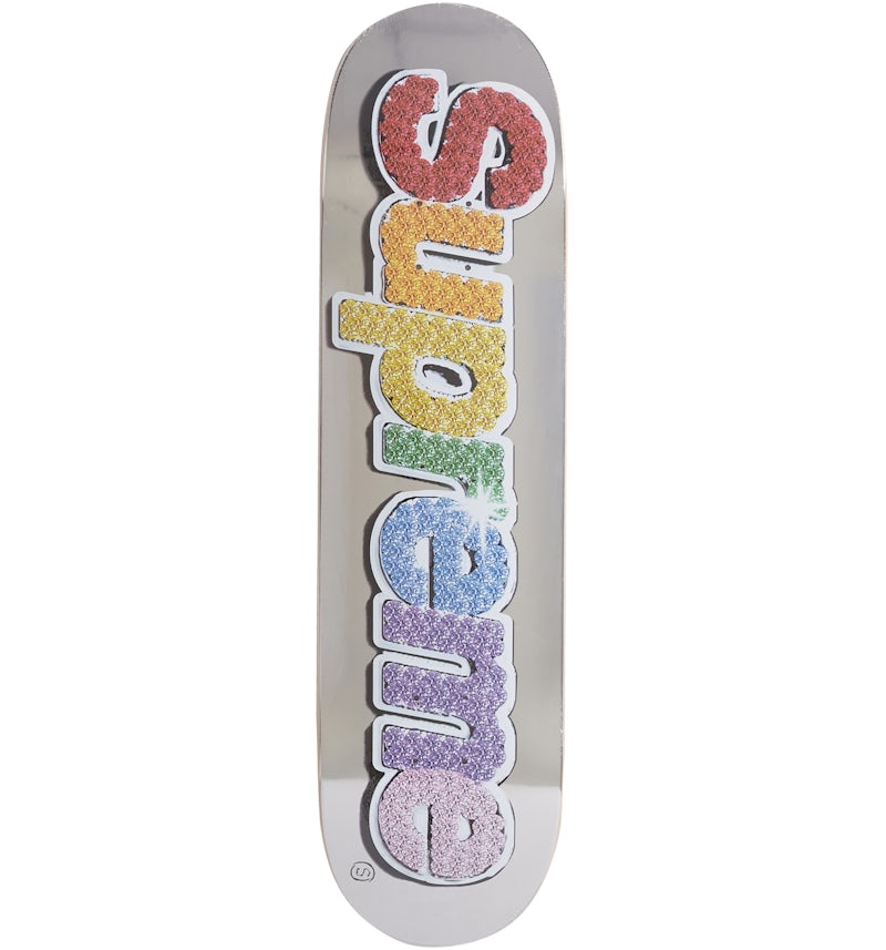 Supreme Bling Box Logo Skateboard Deck Platinum