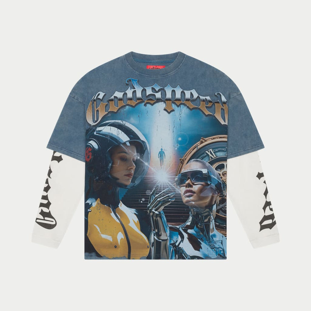 Godspeed Chosen One Layered T-Shirt Blue wash