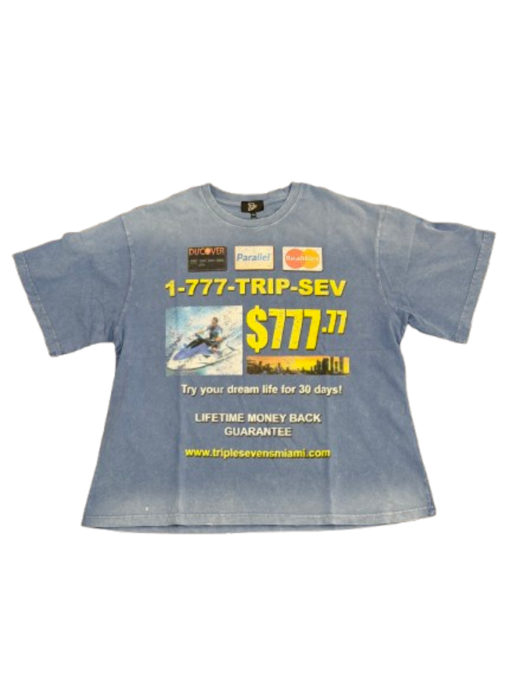 Triple Sevens Credit Card T-Shirt Faded Blue