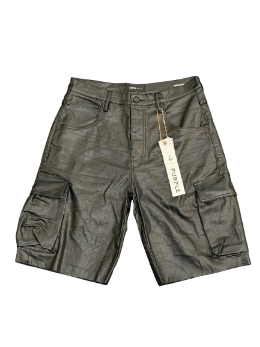 Purple Brand High Shine Cargo Shorts Black