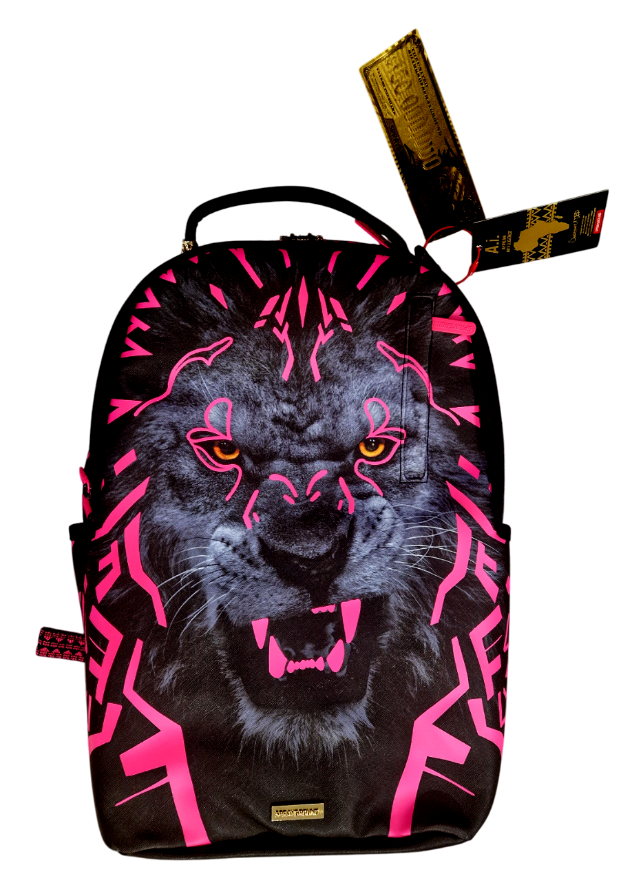SPRAYGROUND AI LION NEON PINK DLXSV BACKPACK