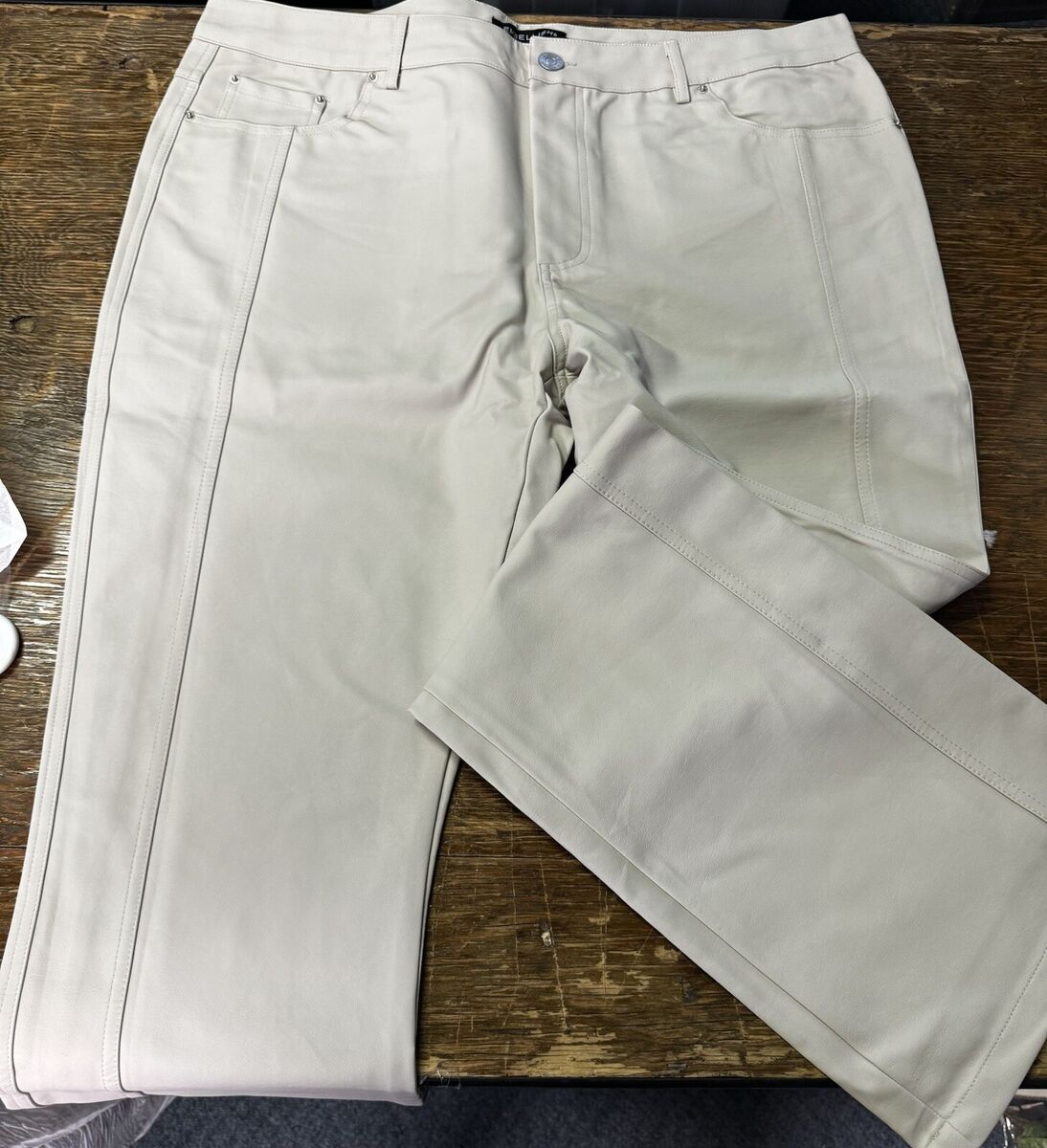 Embellish Eddie Leather Flare Pants White