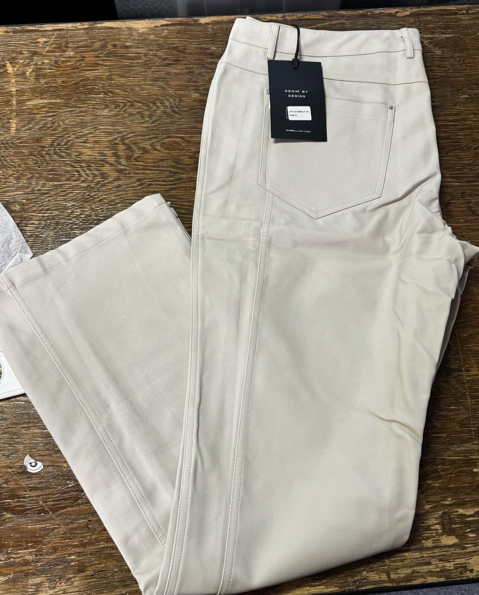 Embellish Eddie Leather Flare Pants White