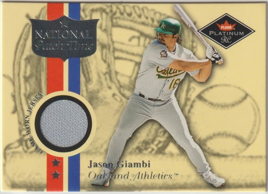 2001 Fleer Platinum - JASON GIAMBI - NATIONAL PATCH TIME GAME USED - Athletics