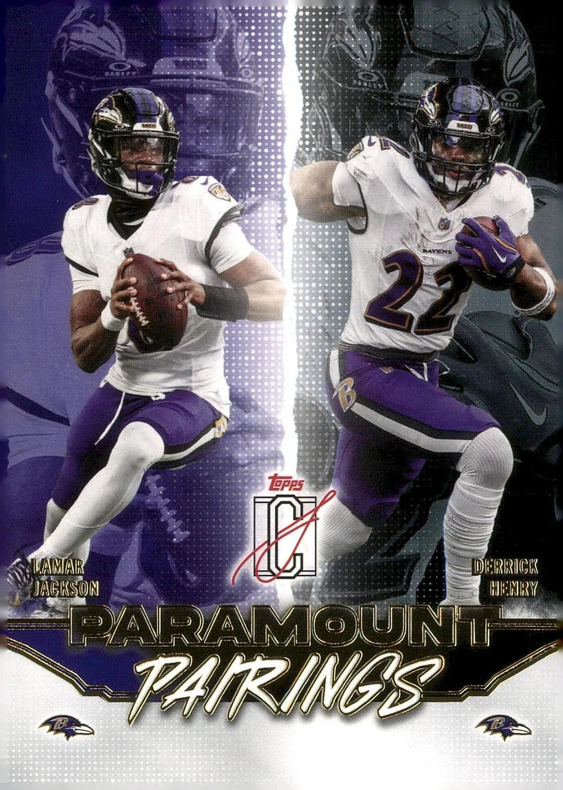 Derrick Henry / Lamar Jackson #PP-18 2025 Topps Signature Class Paramount Pairings