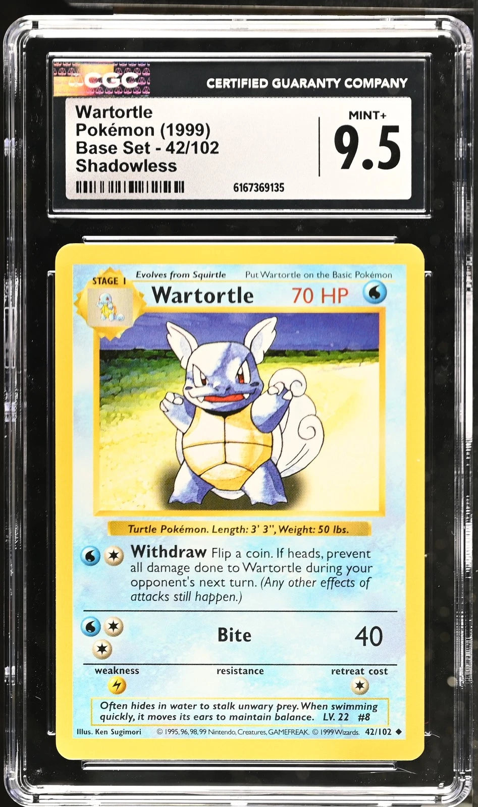 Wartortle #42 Pokemon Base Set [CGC 9.5]
