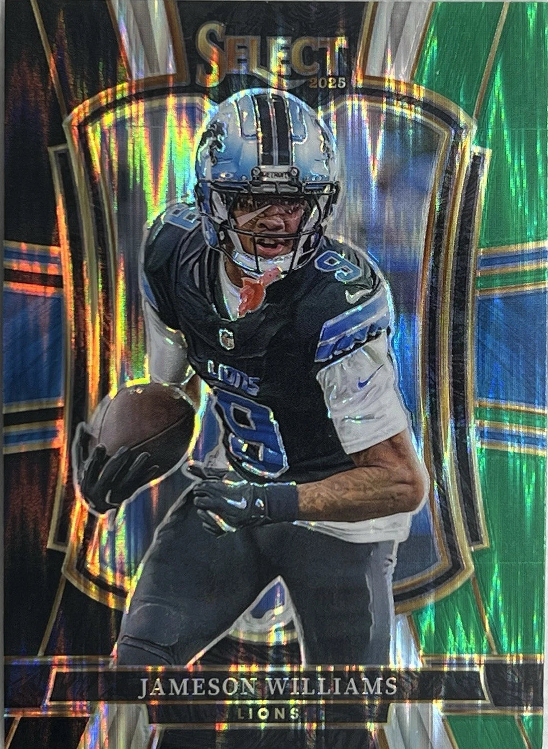 2025 Panini Select - Premier Level Jameson Williams #171 Black & Green Shock