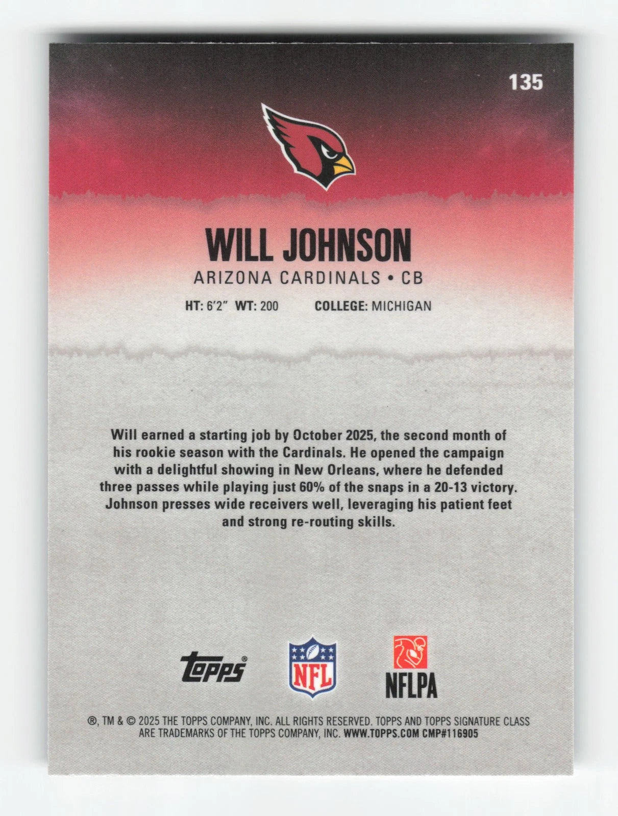 Will Johnson [Chrome] #135 [Rookie] 2025 Topps Signature Class