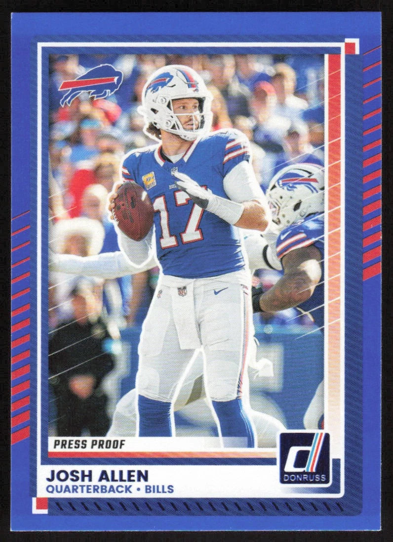 2025 Donruss Press Proofs Blue Josh Allen Football Card #91 - Buffalo Bills