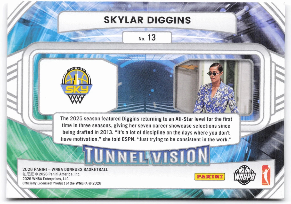 Skylar Diggins #13 2026 Panini Donruss WNBA Tunnel Vision