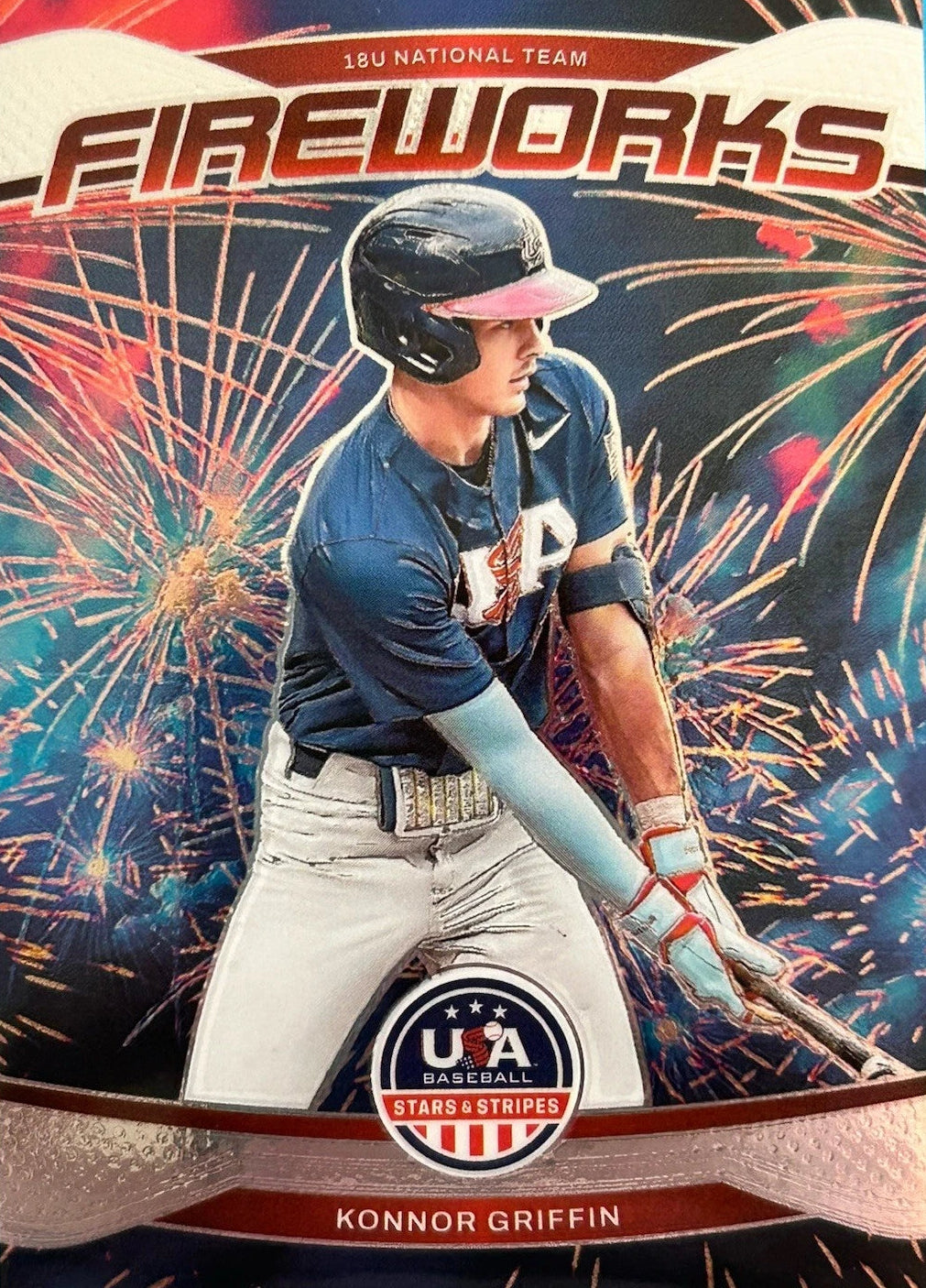 Konnor Griffin 2026 Panini USA Baseball (RC,SP) Fireworks Insert #22 18U USA