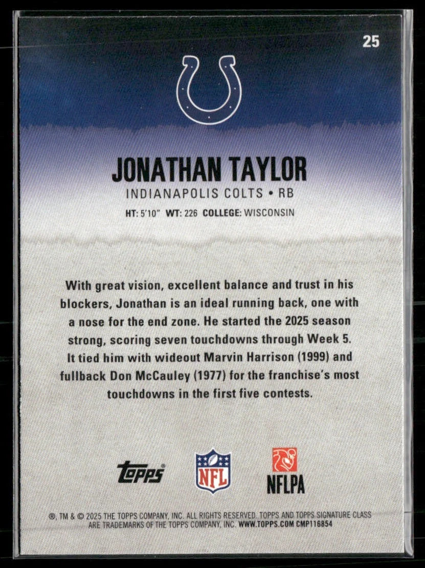 Jonathan Taylor [Red] #25 2025 Topps Signature Class
