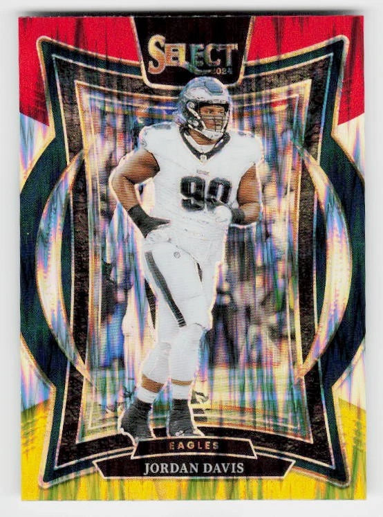 2024 Panini Select #72 Jordan Davis Red & Yellow Prizm Shock