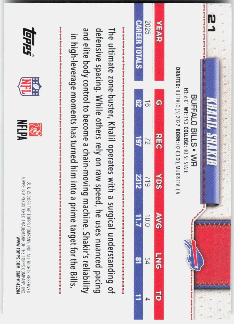 Khalil Shakir [Leather] #21 2026 Topps Flagship