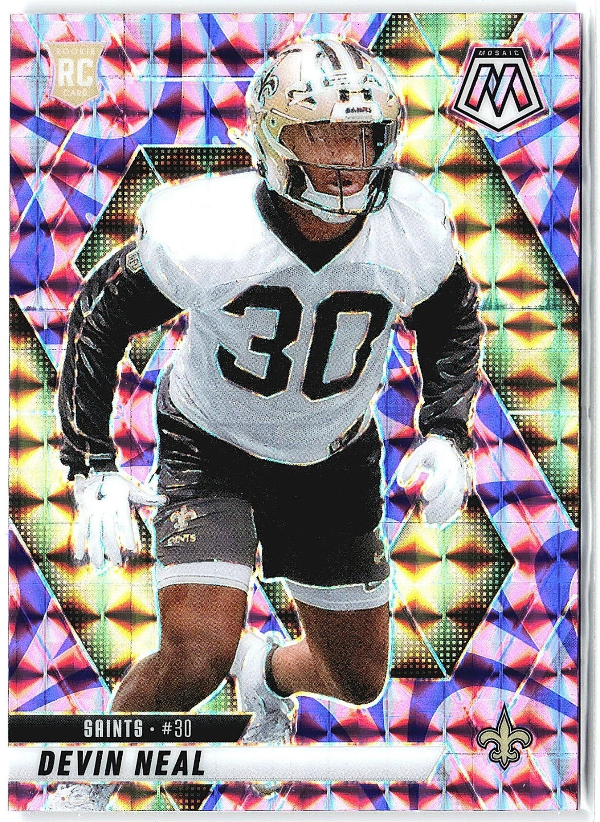 Devin Neal 2025 Panini Mosaic - Mosaic Reactive Purple New Orleans Saints RC