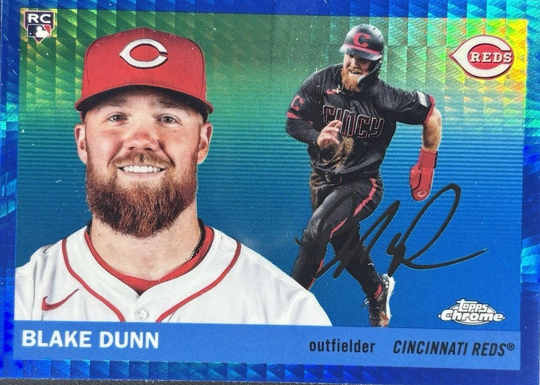 2025 Topps Chrome Platinum Blake Dunn Blue Prism Refractor RC #322 Reds