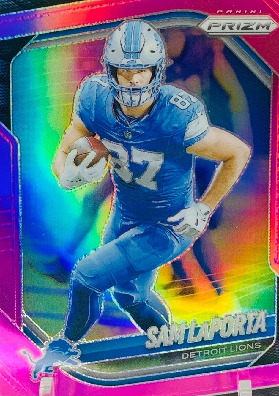 2025 Panini Prizm Football Sam LaPorta #122 Pink Prizm - Detroit Lions