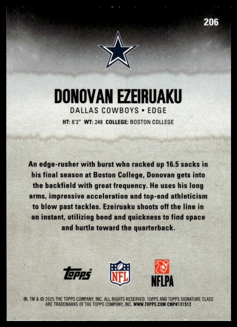 Donovan Ezeiruaku [Blue Yellow] #206 [Rookie] 2025 Topps Signature Class