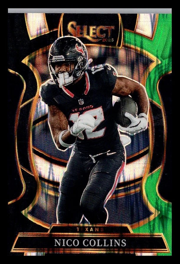 Nico Collins [Black Green Prizm Shock] #35 2025 Panini Select
