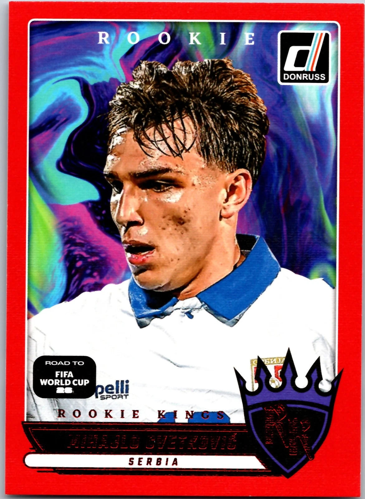 2025-26 Donruss Road to FIFA World Cup #11 Mihajlo Cvetkovic Rookie Kings Red