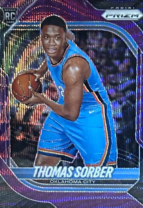 2025-26 Panini Prizm Basketball Thomas Sorber OKC Thunder #13 (RC) Purple Wave
