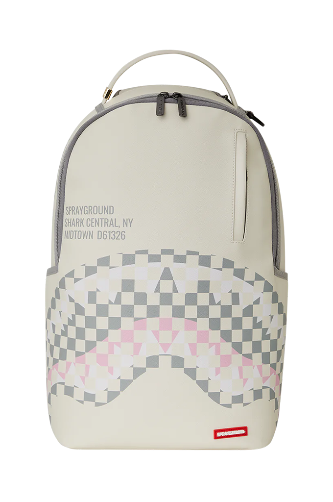 Sprayground Cream Check Shark Central Backpack