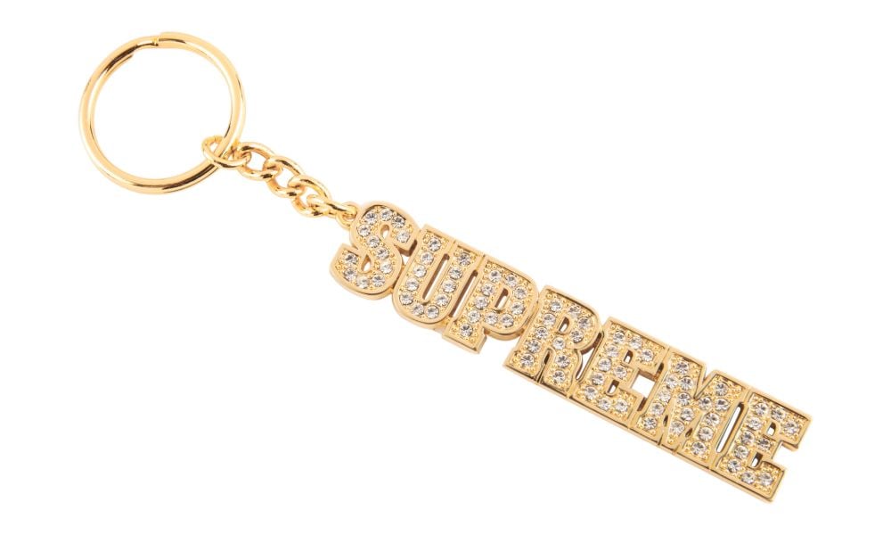 Supreme Block Logo Keychain Gold
